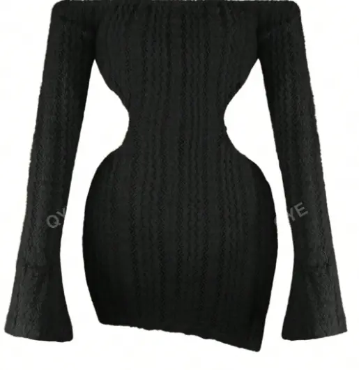 Vestido de moda para mujer con diseño calado y tela única